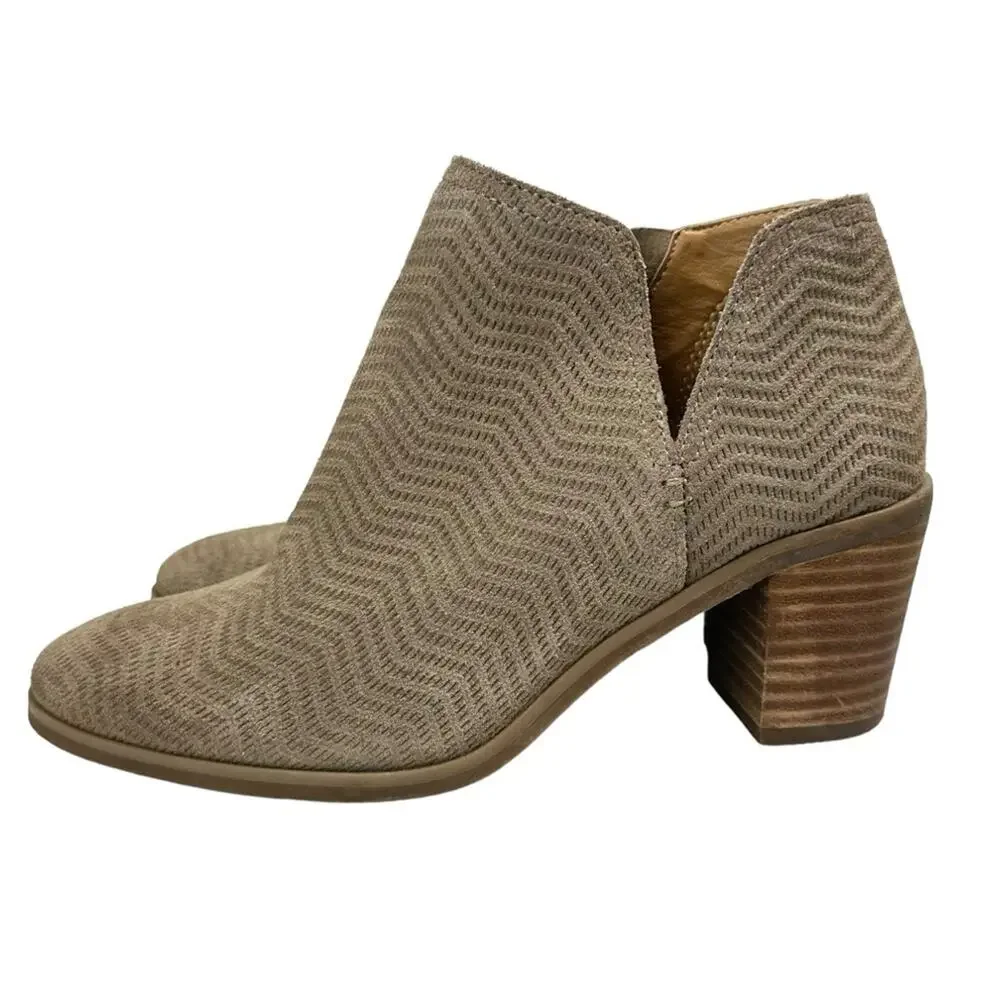 Lucky Brand Parnesa Perforated Suede Bootie Tan Size 6.5